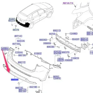 Darmowy zwrot Dokładka zderzaka tylnego 2012-2016 KIA
