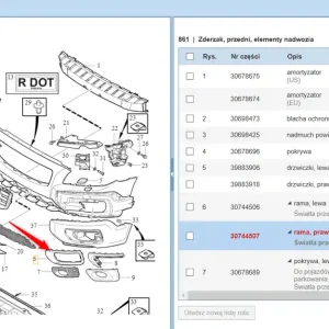 Ramka srebrna prawa reflektora przeciwmgielnego Kup online