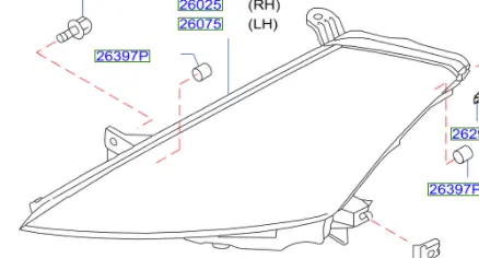 Do wyczerpania zapasów Reflektor przedni prawy NISSAN