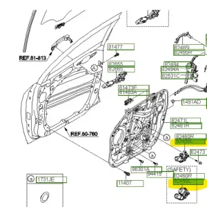 Silnik podnośnika szyby drzwi Hyundai Tucson (2018) OE Szybka dostawa