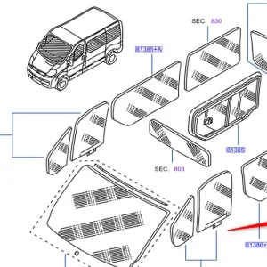 Szyba okna drzwi przesuwnych lewych primastar 2002NISSAN - wyprzedaż Cena promocyjna
