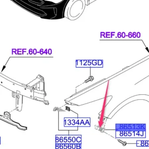 Zniżka Ślizg lewy zderzaka przedniego stinger KIA