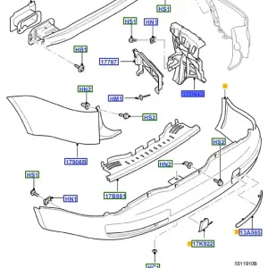 Ślizg uchwyt zamocowanie lewe zderzaka tylnego Ford Smax 2006 2015 - wyprzedaż Kup online