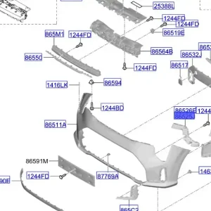 Ślizg wspornik prawy zderzak przedniego Kia Picanto 2024 Darmowy zwrot