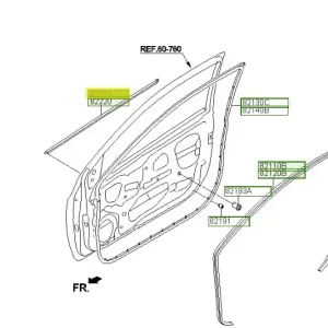 Uszczelka drzwi przednich lewa strona Hyundai I20 (2012) - wyprzedaż Nowy