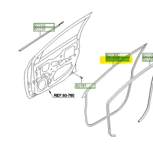 Uszczelka drzwi przednich prawa Hyundai I20 Bestseller