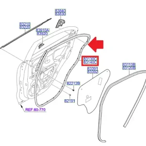 Bestseller Uszczelka drzwi lewy tył KIA Rio