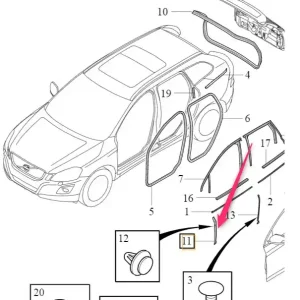 Uszczelka pionowa drzwi prawy przód Volvo Bestseller