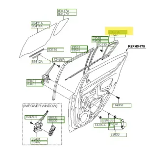 Uszczelka szyby bocznej lewa strona Hyundai I20 - wyprzedaż Rabat