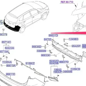 Wspornik prawy zderzak tylnego 12-16 KIA Dostępne od ręki