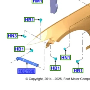 Bezpieczne zakupy Zamocowanie błotnika prawy przód Ford Mustang 2015 2023 - wyprzedaż
