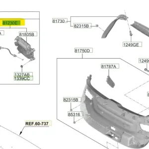 Najlepsza cena Zatrzask drzwi bagażnika Hyundai Santa Fe Hybrid (2020) OE - wyprzedaż