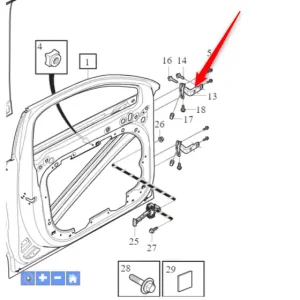 Darmowy zwrot Zawias górny lewy drzwi przednich XC90 EX40 EC40