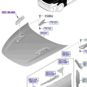 Zawias lewy maski 2017-2023 KIA Oferta