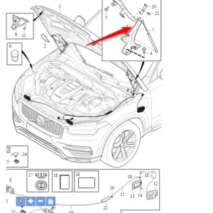 Zawias prawy maski pokrywy silnika XC90 Volvo Zniżka