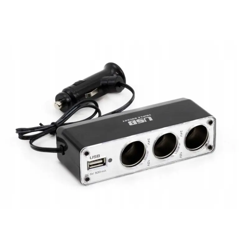 ROZGAŁĘŹNIK ROZDZIELACZ ZAPALNICZKI 12V 24V USB Rabat