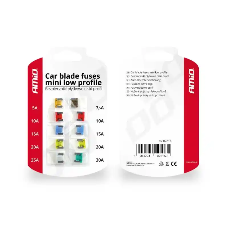 Bezpieczniki płytkowe MINI NISKI PROFIL 10 szt Do wyczerpania zapasów