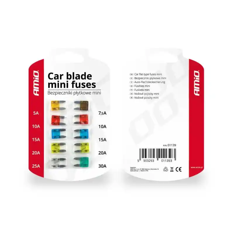 Bezpieczniki samochodowe płytkowe MINI 10 szt Hit sprzedaży