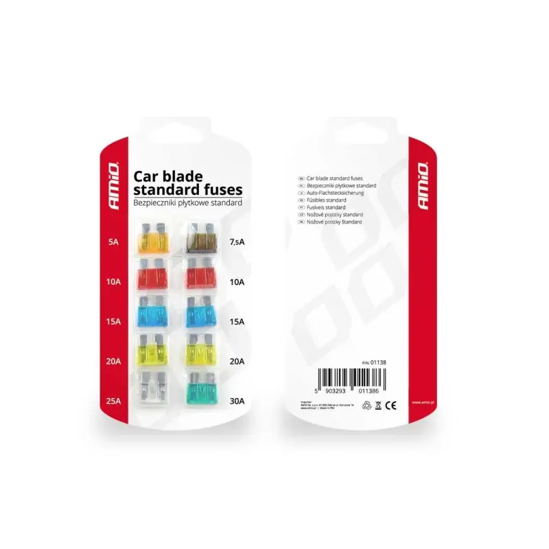 Bezpieczniki samochodowe płytkowe zestaw 10 szt Wyjątkowa oferta
