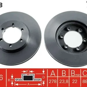 TARCZA HAM. PRZEDNIA 278X23,8MM SSANGYONG MUSSO (FJ) 10/95- Do wyczerpania zapasów